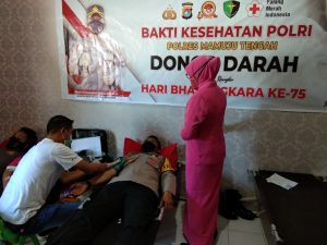 Sambut Hari Bhayangkara Ke 75 Polres Mateng Gelar Donor Darah Dan Vaksin Massal