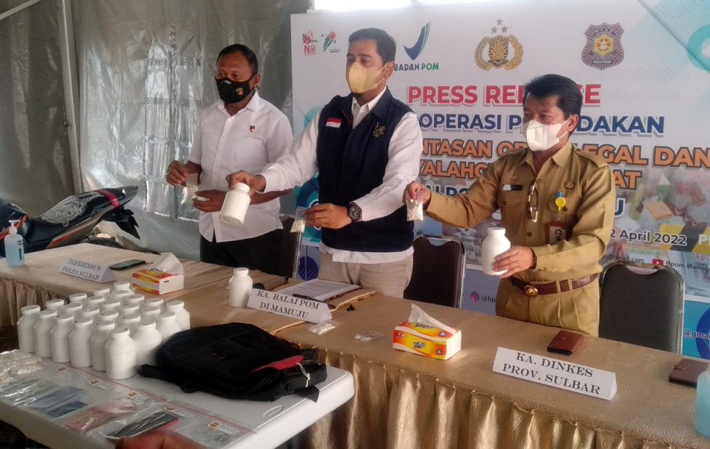 Balai POM Mamuju Berhasil Amankan 27.525 Butir Obat Terlarang Jenis Triheksifenidil