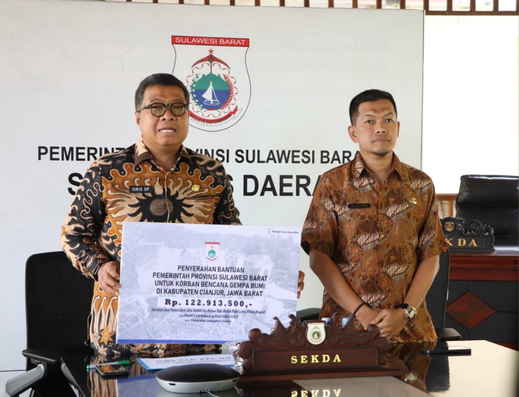 Peduli Sesama, Pemprov Sulbar Bantu Korban Gempa Bumi Cianjur