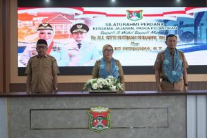 Hari Pertama Berkantor Pasca Dilantik, Tina-Yuki Silaturahmi Perdana Bersama Jajaran Pemkab Mamuju