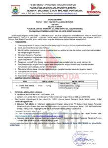 Genjot PAD, Pemprov Sulbar Buka Seleksi Terbuka Direksi PT Malaqbi : Cari Figur Profesional dan Berintegritas