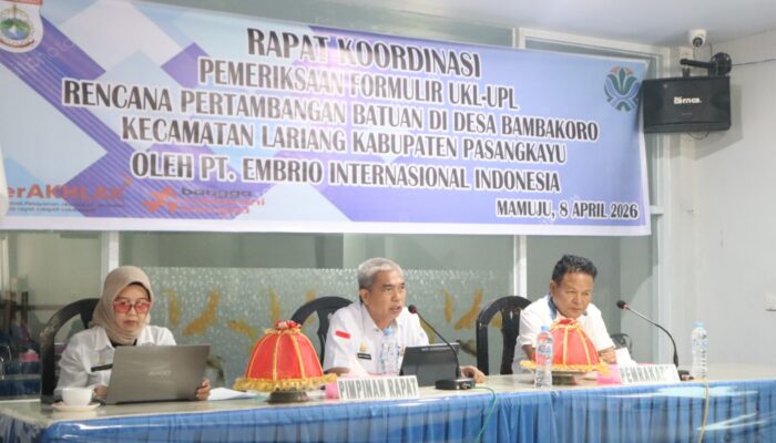 Kawal Investasi Berwawasan Lingkungan, DLHK Sulbar Bedah Dokumen UKL-UPL Tambang PT Embrio Internasional Indonesia