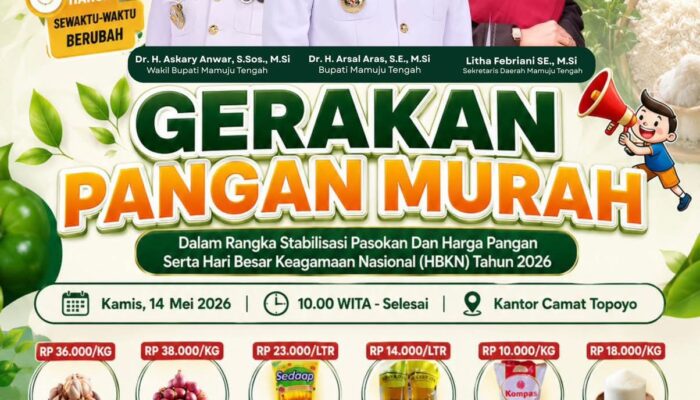 Ringankan Beban Masyarakat, Pemkab Mamuju Tengah Gelar Gerakan Pangan Murah di Topoyo